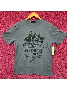 Busch Light Logo Brewed In U.S.A Cowboys Blue T-Shirt Small